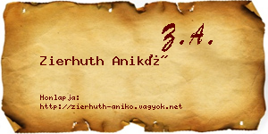 Zierhuth Anikó névjegykártya